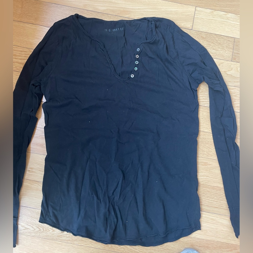 Zadig & Voltaire Black long sleeve tee shirt w skull embellishment back. Size M